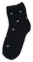 Global Licence Srl Kislány finomkötött pamut bokazokni - Szív - fekete - 31-34