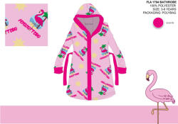 Global Licence Srl Flamingó mikroszálas kapucnis köntös gyerekeknek - világosrózsaszín - 122-128
