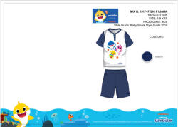 Global Licence Srl Baby Shark nyári rövid ujjú gyerek pizsama - pamut pizsama - sötétkék - 104