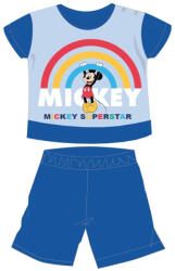 Global Licence Srl Disney Mickey egér nyári rövid ujjú baba pizsama - pamut jersey pizsama - szívárvány mintával - középkék - 92