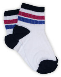 Global Licence Srl Lány pamut bokazokni - bordázott - csillámos - pink-kék csíkos - 23-28