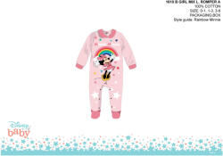 Global Licence Srl Disney Minnie egér baba rugdalózó - galléros - Minnie Mouse felirattal - világosrózsaszín-rózsaszín - 0-1 hónapos babának