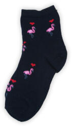 Global Licence Srl Kislány finomkötött pamut bokazokni - Flamingó - sötétkék - 31-34