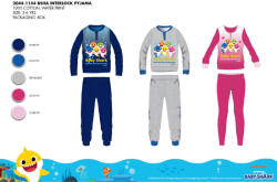 Global Licence Srl Téli pamut interlock gyerek pizsama - Baby Shark - pink - 98