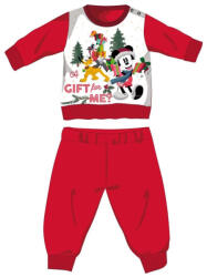Global Licence Srl Disney Mickey egér téli vastag karácsonyi baba pizsama - pamut flanel pizsama - piros - 80