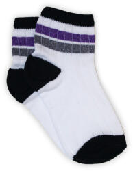 Global Licence Srl Lány pamut bokazokni - bordázott - csillámos - lila-ezüst csíkos - 29-34