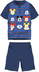 Global Licence Srl Nyári rövid ujjú gyerek pamut pizsama - Disney Mickey egér - Be yourself felirattal - sötétkék - 98