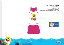 Global Licence Srl Baby Shark nyári ujjatlan gyerek pizsama - pamut pizsama - pink - 110