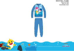 Global Licence Srl Baby Shark gyerek pizsama kisfiúknak - jersey pamut pizsama - világoskék - 104