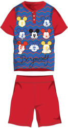 Global Licence Srl Nyári rövid ujjú gyerek pamut pizsama - Disney Mickey egér - Be yourself felirattal - piros - 104
