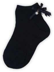 Global Licence Srl Kislány pamut zokni - masni és gyöngy dísszel - sötétkék - 22-26