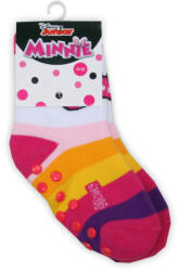 Global Licence Srl Csúszásgátlós gyerek bokazokni - Minnie egér - teliplüss - masnis - rózsaszín csíkos - 19-22
