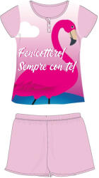 Global Licence Srl Flamingó nyári rövid ujjú gyerek pizsama - pamut jersey pizsama - világosrózsaszín - 128