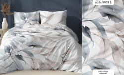 Karo Szatén ágyneműhuzat 140x200 fehér kék levelek cipzáras Karo (2359585)