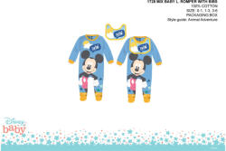 Global Licence Srl Disney Mickey egér baba rugdalózó előkével - világoskék - 1-3 hónapos babának