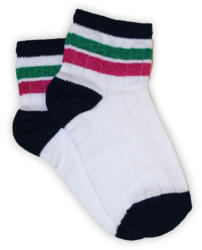 Global Licence Srl Lány pamut bokazokni - bordázott - csillámos - zöld-pink csíkos - 23-28