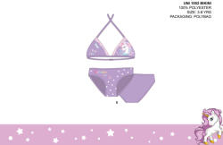 Global Licence Srl Unikornis kétrészes fürdőruha kislányoknak - bikini háromszög felsőrésszel - világoslila - 116