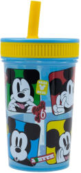 Global Licence Srl Disney Mickey egér műanyag, szivárgásmentes szilikon szívószálas pohár - 420 ml