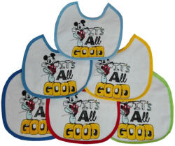 Global Licence Srl Mickey egér baba előke 6 darab/csomag - pamut előke - világoskék-középkék-sötétkék-sárga-piros-zöld - evidence - 2 643 Ft