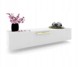 Krak Meble Függő szekrény vízszintes Rtv komód vitrin Simply arany fehér matt 140 (102017140100N)