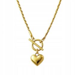  Nyaklánc Szív nemesacél 14k arany bevonattal, kordel lánc NST2 (NST2193)