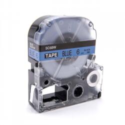 Compatibil Epson LK-2LBP, SC6BW, 6mm x 9m, text negru / fundal albastru, banda compatibila (LKSC6BW)