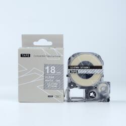 Compatibil Epson LK-5TWN, ST18SW, C53S655009, 18mm x 9m, text alb / fundal transparent, banda compatibila (LKST18SW)