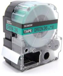 Compatibil Epson LK-7GBP, SC36GW, 36mm x 9m, text negru / fundal verde, banda compatibila (LKSC36GW)