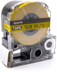 Compatibil Epson LK-6YBP, SC24YW, C53S656005, 24mm x 9m, text negru / fundal galben, banda compatibila (LKSC24YW)