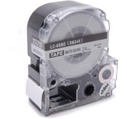 Compatibil Epson LK-6SBM, SM24X, 24mm x 9m, text negru / mat fundal argintiu, banda compatibila (LKSM24X)