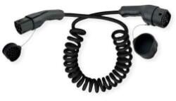 Roline EV Kábel, Elektromos autó töltő kábel, Type2, 3 fázisú, 11 kW, spirál, 3m, fekete (19.08. 0043-4) (19.08.0043-4)