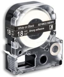 Compatibil Epson LK-5BWV, SD18KW, C53S655014, 18mm x 9m, text alb / fundal negru, banda compatibila (LKSD18KW)