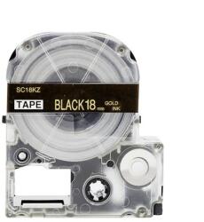 Compatibil Epson LC-5BKP, SC18KZ, 18mm x 8m, text auriu / fundal negru, banda compatibila (LCSC18KZ)