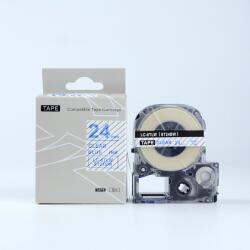 Compatibil Epson LK-6TLN, ST24BW, 24mm x 9m, text albastru / fundal transparent, banda compatibila (LKST24BW)