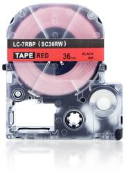 Compatibil Epson LC-7RBP, SC36RW, 36mm x 8m, text negru / fundal rosu, banda compatibila (LCSC36RW)