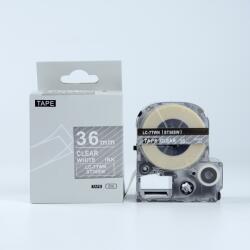 Compatibil Epson LK-7TWN, ST36SW, 36mm x 9m, text alb / fundal transparent, banda compatibila (LKST36SW)