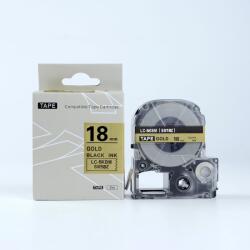 Compatibil Epson LK-5KBM, SM18ZW, C53S672093, 18mm x 9m, text negru / fundal auriu, banda compatibila (LKSM18ZW)