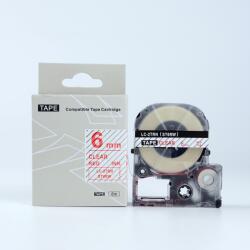 Compatibil Epson LK-2TRN, ST6RW, 6mm x 9m, text rosu / fundal transparent, banda compatibila (LKST6RW)