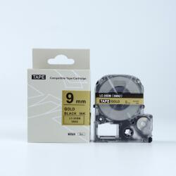 Compatibil Epson LK-3KBM, SM9ZW, 9mm x 9m, text negru / fundal auriu, banda compatibila (LKSM9ZW)