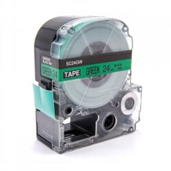 Compatibil Epson LK-6GBP, SC24GW, 24mm x 9m, text negru / fundal verde, banda compatibila (LKSC24GW)