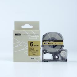 Compatibil Epson LK-2KBM, SM6ZW, 6mm x 9m, text negru / fundal auriu, banda compatibila (LKSM6ZW)