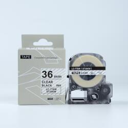 Compatibil Epson LK-7TBN, ST36KW, C53S657007, 36mm x 9m, text negru / fundal transparent, banda compatibila (LKST36KW)