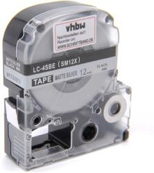 Compatibil Epson LK-4SBM, SM12X, C53S654019, 12mm x 9m, text negru / mat fundal argintiu, banda compatibila (LKSM12X)