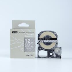 Compatibil Epson LK-4TWN, ST12SW, C53S654013, 12mm x 9m, text alb / fundal transparent, banda compatibila (LKST12SW)