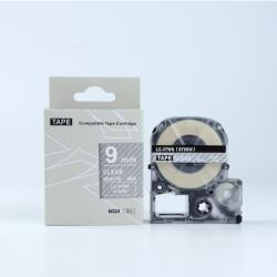 Compatibil Epson LK-3TWN, ST9SW, 9mm x 9m, text alb / fundal transparent, banda compatibila (LKST9SW)