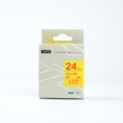 Compatibil Epson LK-6YRN, SC24YR, 24mm x 9m, text rosu / fundal galben, banda compatibila (LKSC24YR)