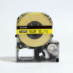 Compatibil Epson LC-4YBP, SC12YW, 12mm x 8m, text negru / fundal galben, banda compatibila (LCSC12YW)