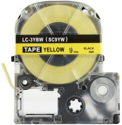 Compatibil Epson LK-3YBP, SC9YW, C53S653002, 9mm x 9m, text negru / fundal galben, banda compatibila (LKSC9YW)