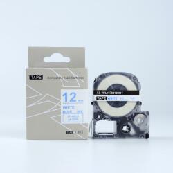 Compatibil Epson LK-4WLN, SS12BW, C53S654022, 12mm x 9m, text albastru / fundal alb, banda compatibila (LKSS12BW)