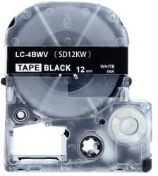 Compatibil Epson LC-4BWV, SD12KW, 12mm x 8m, text alb / fundal negru, banda compatibila (LCSD12KW)